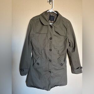 Love Tree Trench Coat Barn Jacket Womens Medium Open Front Lightweight Button Up